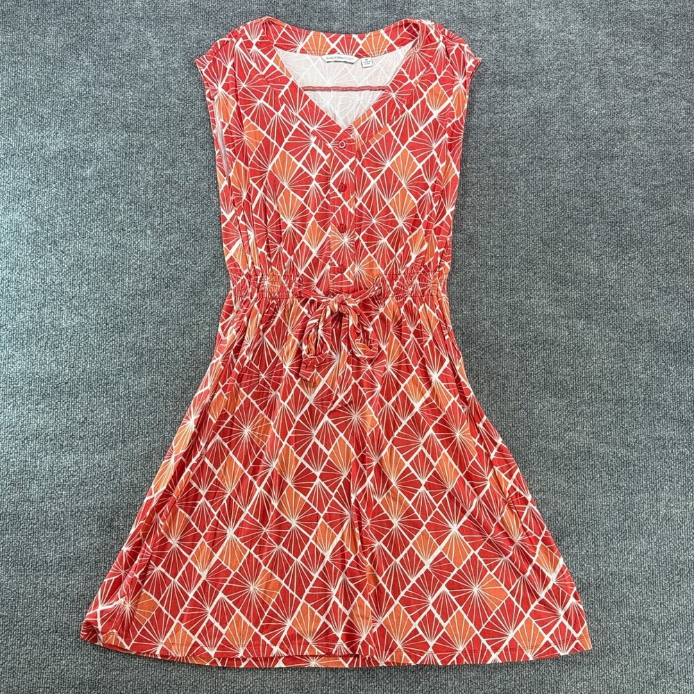 Isaac Mizrahi Live Womens Red Orange Tie Waist Dress Medium Autumn Wedding Guest